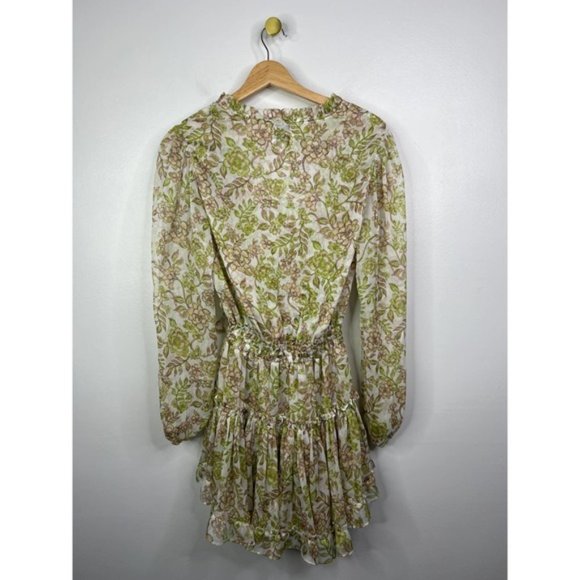 Misa Ruffle Drawstring Neck Elastic Waist Mini Dress Women's Green Size: XS NWOT - Picture 6 of 9